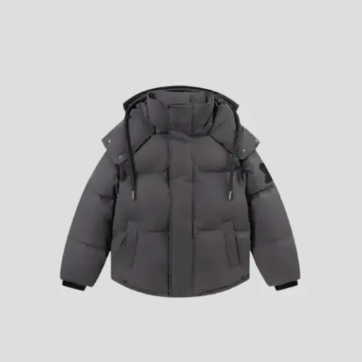 AMI Paris Hooded Puffer Jacket Grey