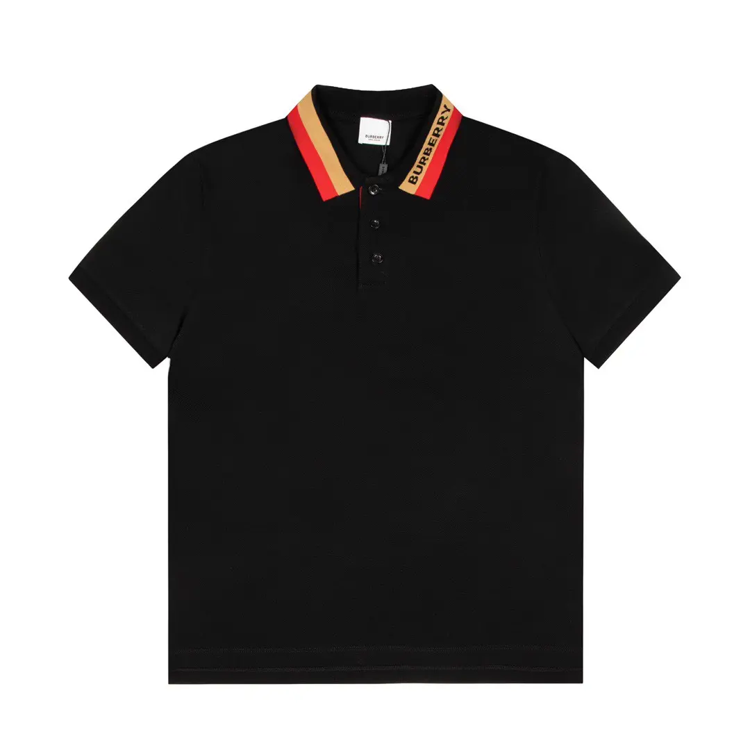 Burberry Logo Detail Cotton Piqué Polo T-Shirt Black