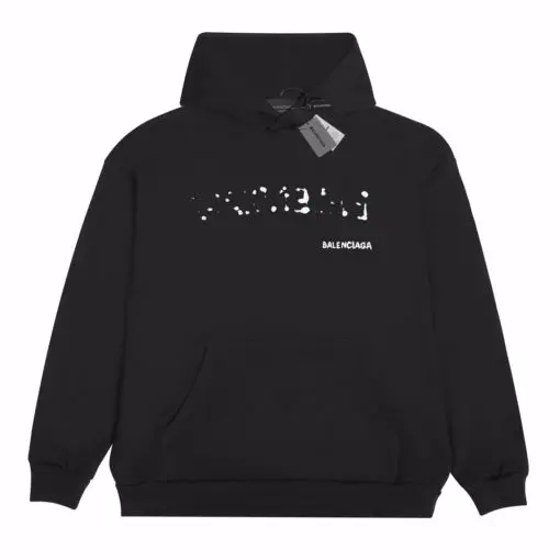 Balenciaga Black Hoodie White Logo