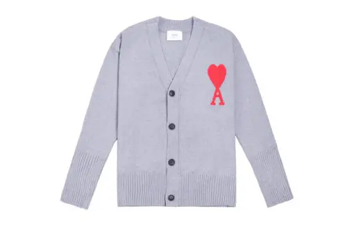 Ami Paris De Coeur wool Cardigan Grey