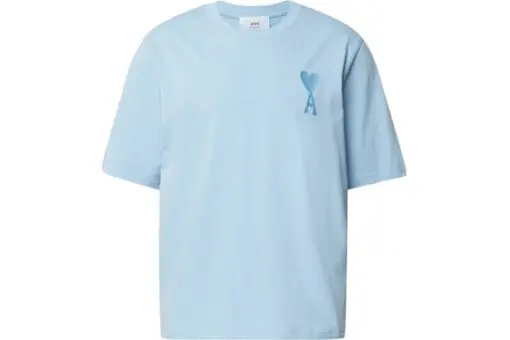 Ami Paris Ami De Coeur Tonal Boxy Fit T-Shirt Light Blue