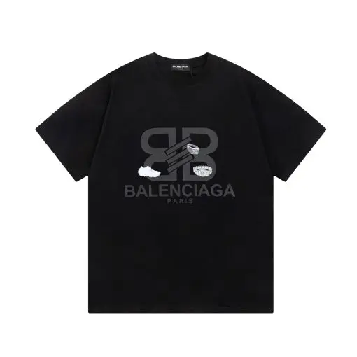 Balenciaga Logo T-shirts White & Black - Imagen 3