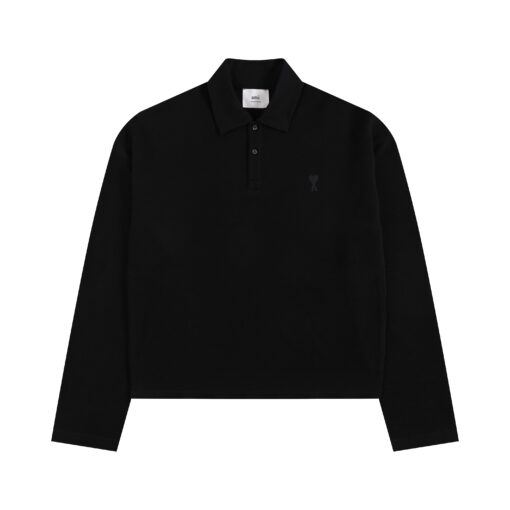 Ami Long Sleeve Polo Shirt Black