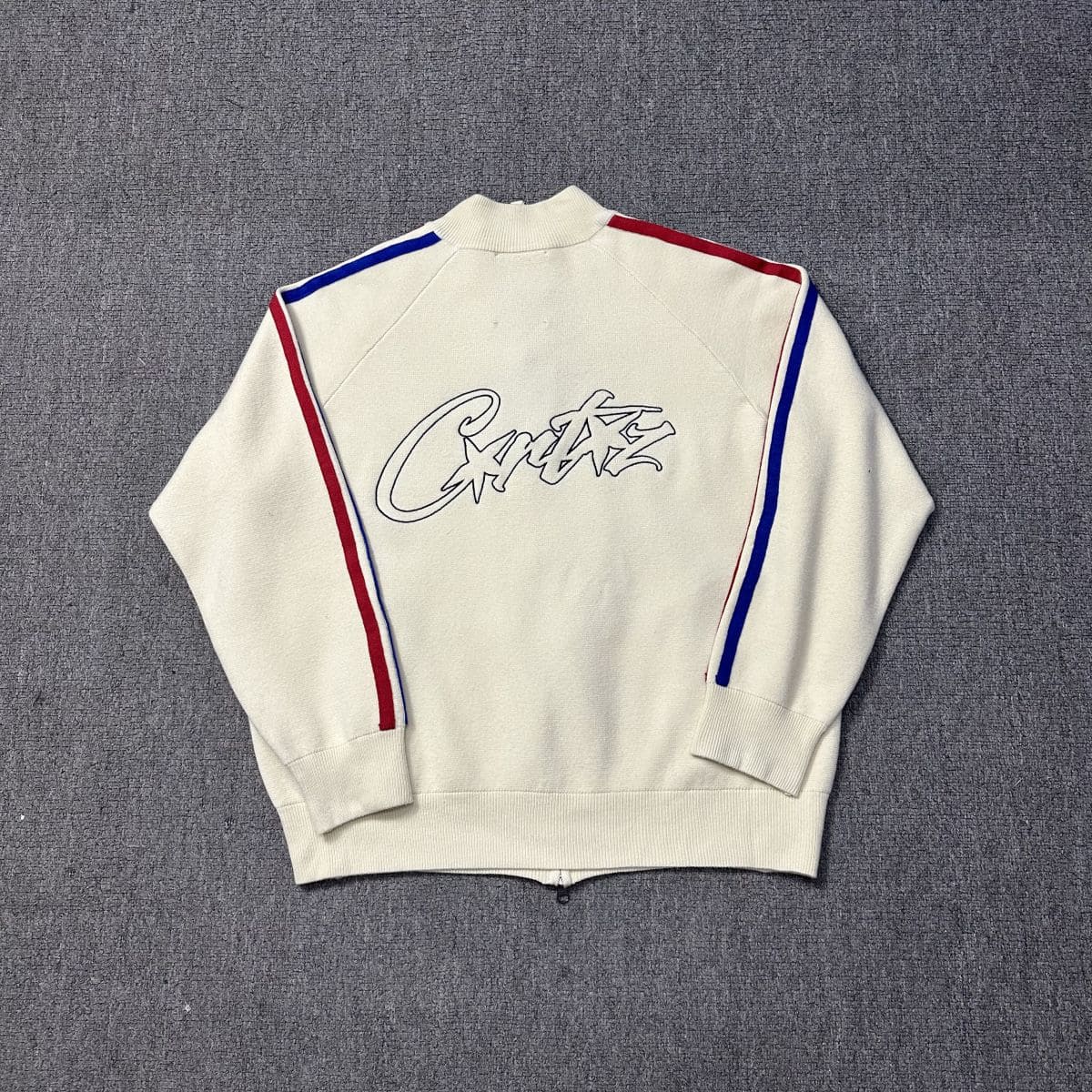 Corteiz Knit Zip Up Fleece Jacket White - Imagen 2