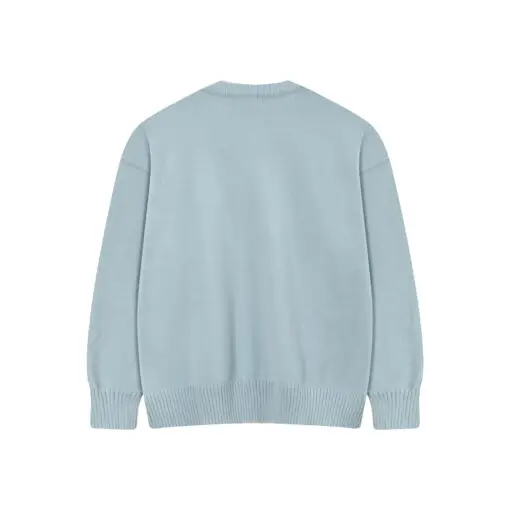 Ami Paris ADC Merino Heart Shaped Alpaca Blend Soft Cozy Knit Cardigan Round Neck Sweater Baby Sky Blue - Imagen 2
