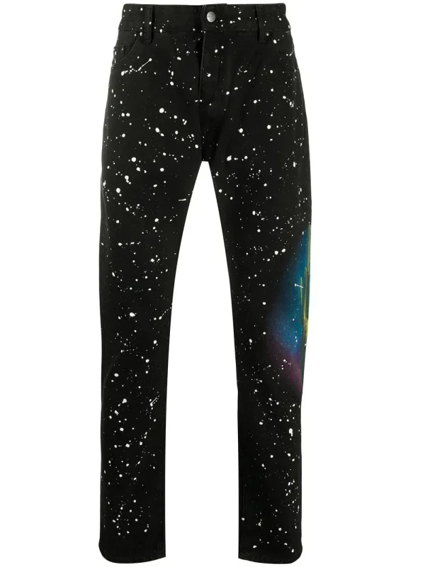 Palm Angels Cactus Print Jeans Black