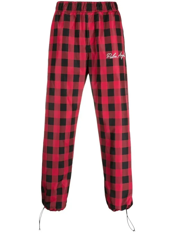 Palm Angels Buffalo Check Track Pants Red