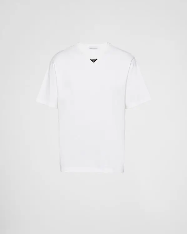 Prada Triangle-logo Cotton T-shirt White