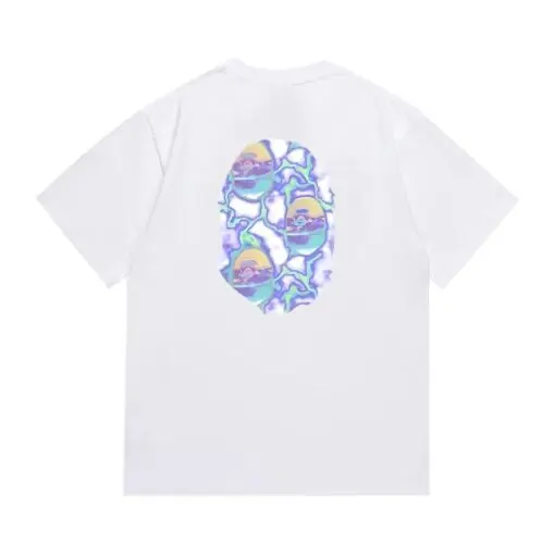 BAPE A Bathing Ape White T Shirt Lighting Purple Blue - Imagen 2