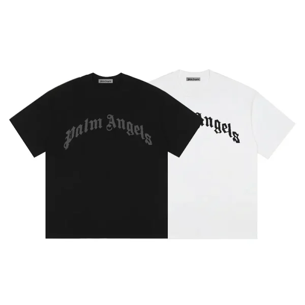 Palm Angels Curved Logo Tee Black/White