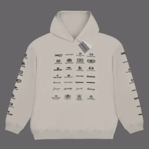 Balenciaga All Gen Logo Hoodie Beige