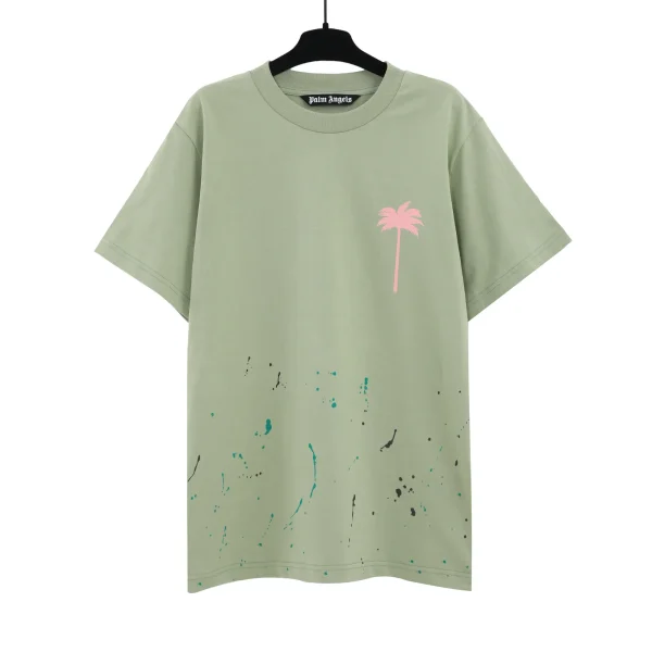 Palm Angels Paint Splatter Logo-Print T-shirt