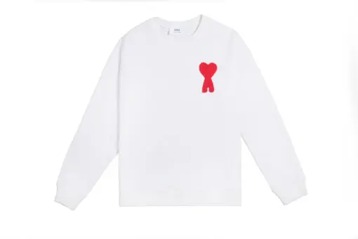 Ami Paris De Coeur Patch Sweatshirt White