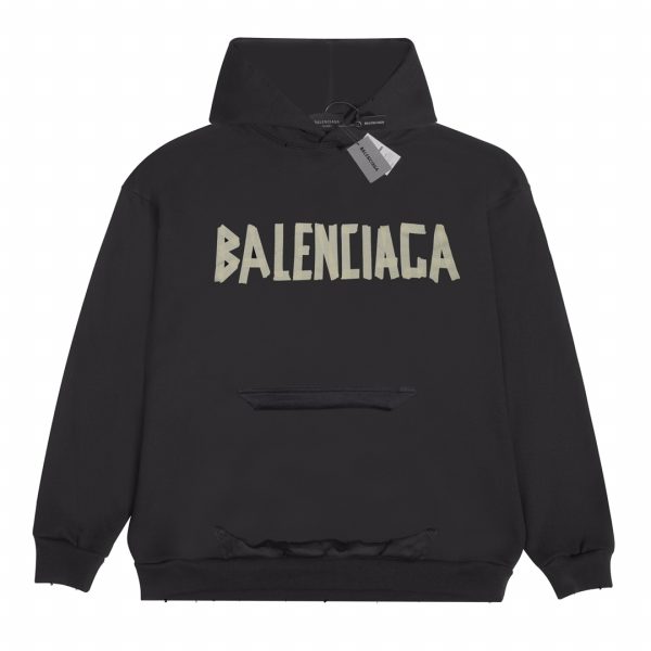 Balenciaga Large Logo Hoodie Black