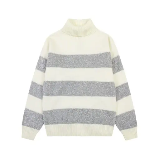 Women Ami Paris Sweater Striped White & Grey