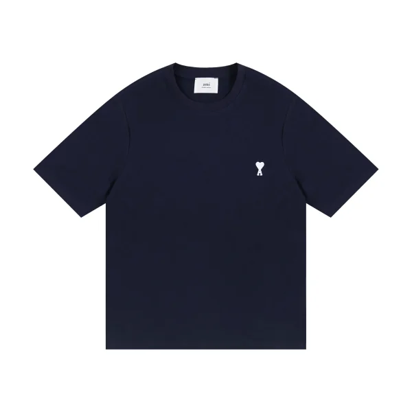 AMI Paris Cropped T-Shirt Navy Blue