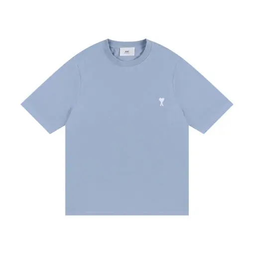 AMI Paris Cropped T-Shirt Sky Blue