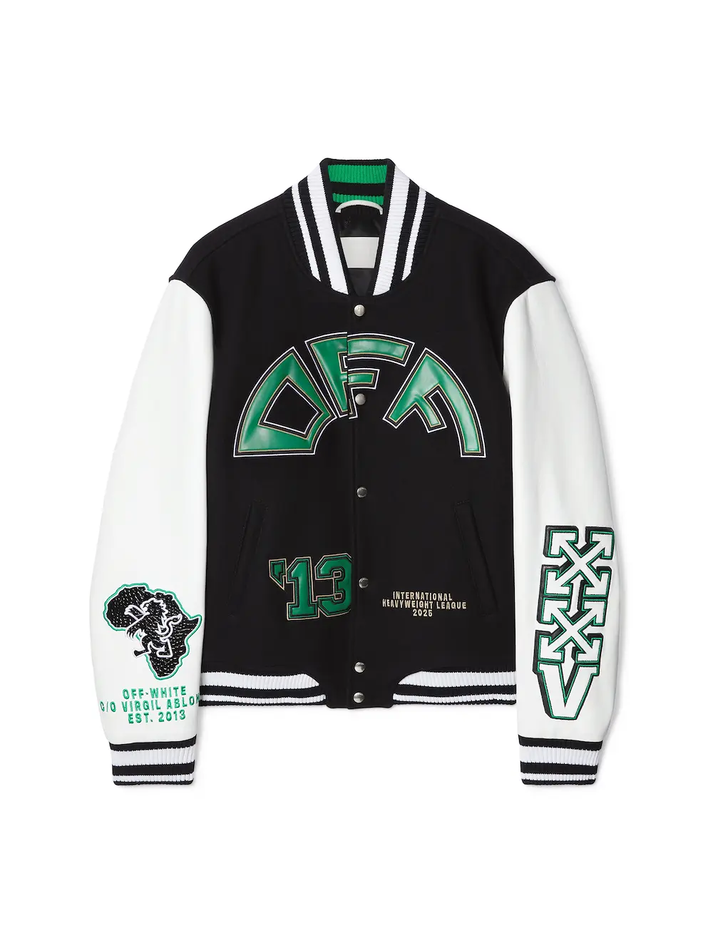 Off-White crocodile wool/leather varsity jacket