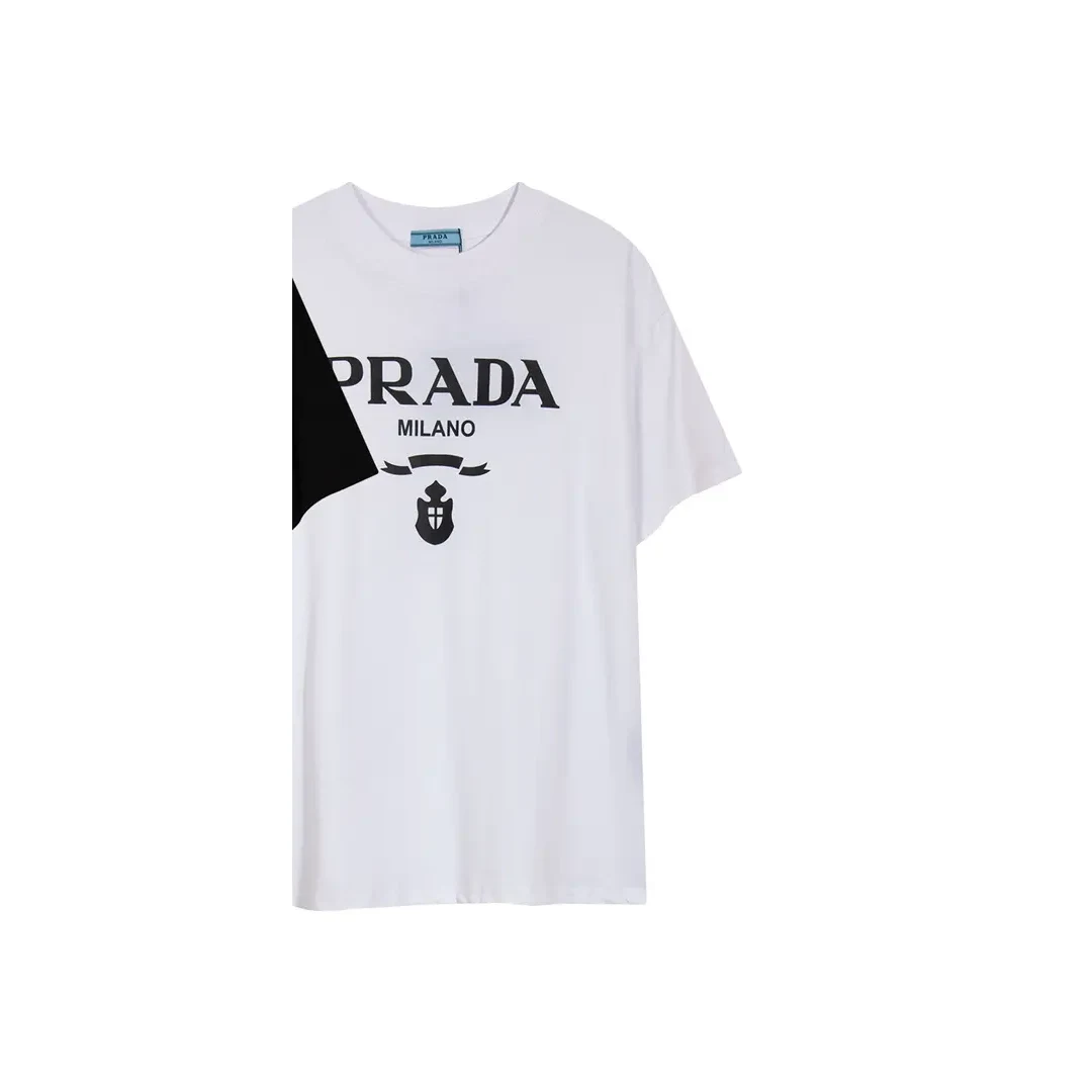 Prada Milano Logo T-shirt Black White White