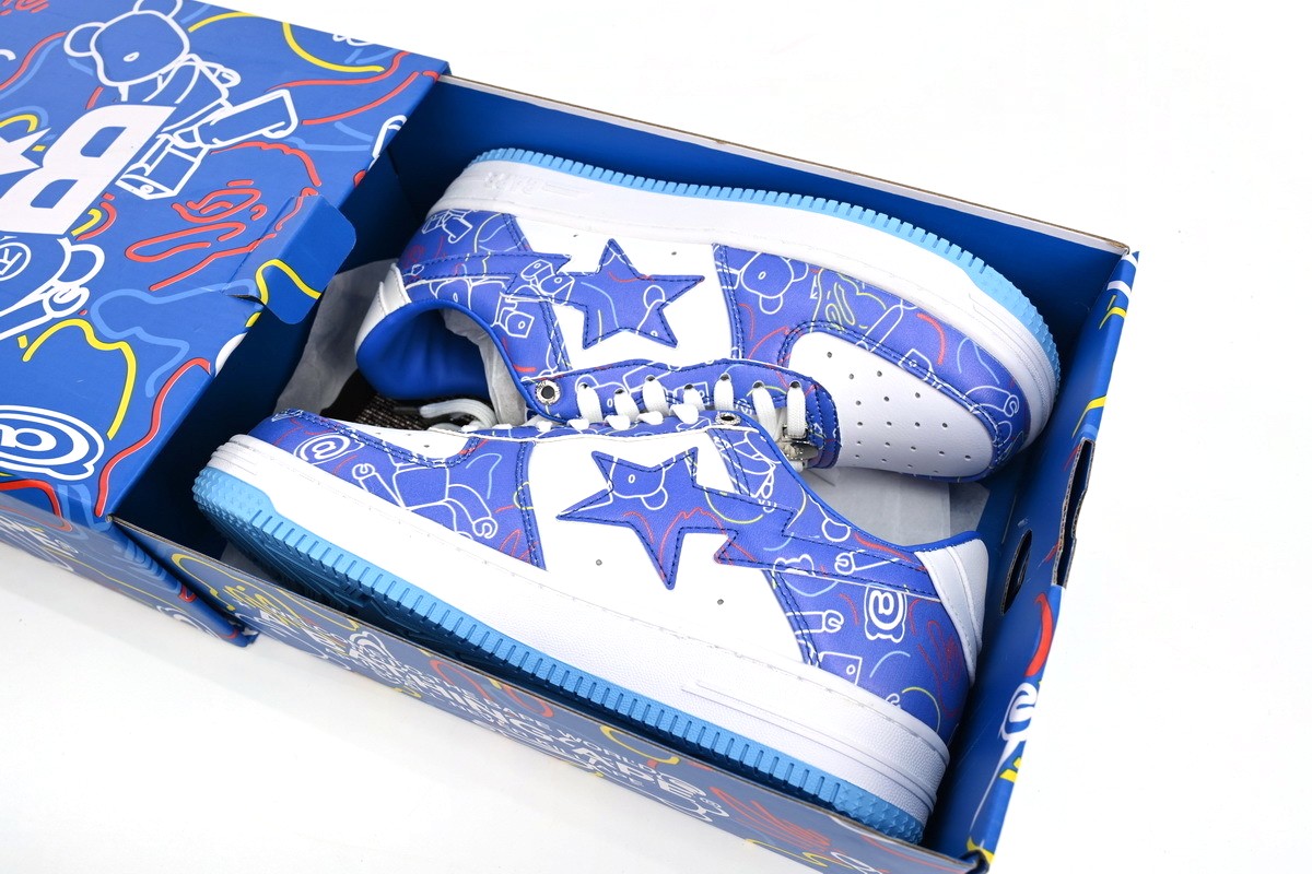 Bape STA Low Black Blue Color Spray Painting