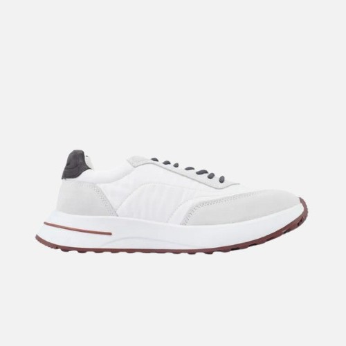 Loro Piana Week End Walk Suede-Trimmed Shell Sneakers White