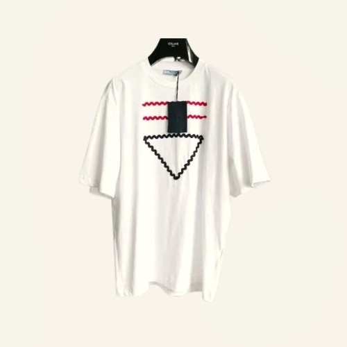 Prada Cotton T-shirt With An Embroidered Logo White