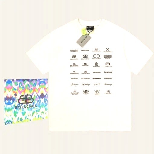 Balenciaga All logos T-Shirt Cream