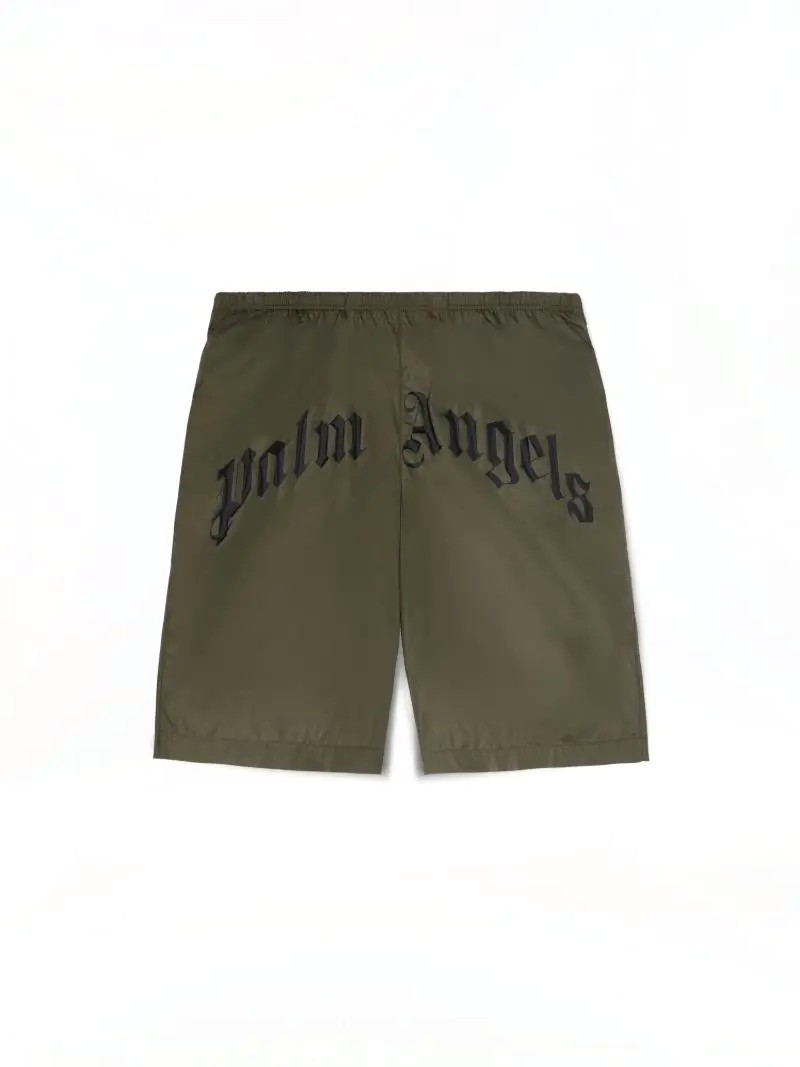 Palm Angels Curved logo Swim shorts MILITARY GREEN