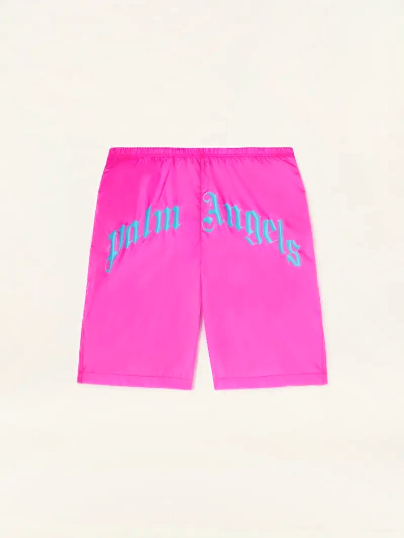 Palm Angels Curved logo Swim shorts FUCHSIA