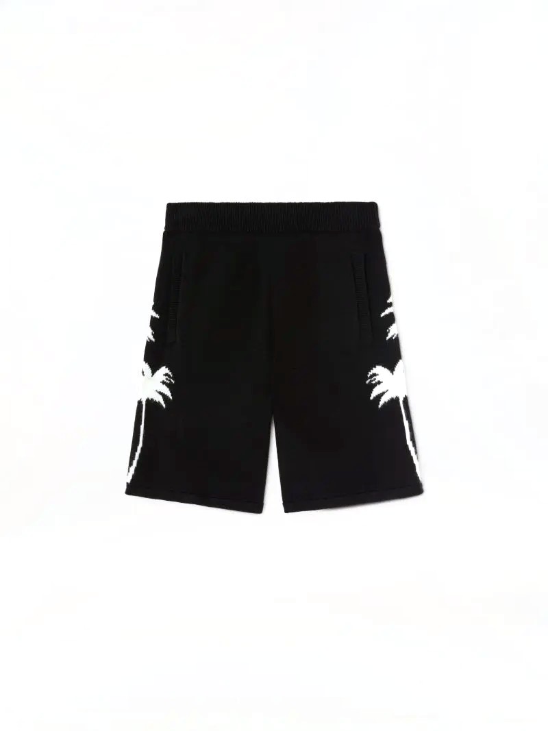 Palm Angels Palm Inlay knit shorts BLACK
