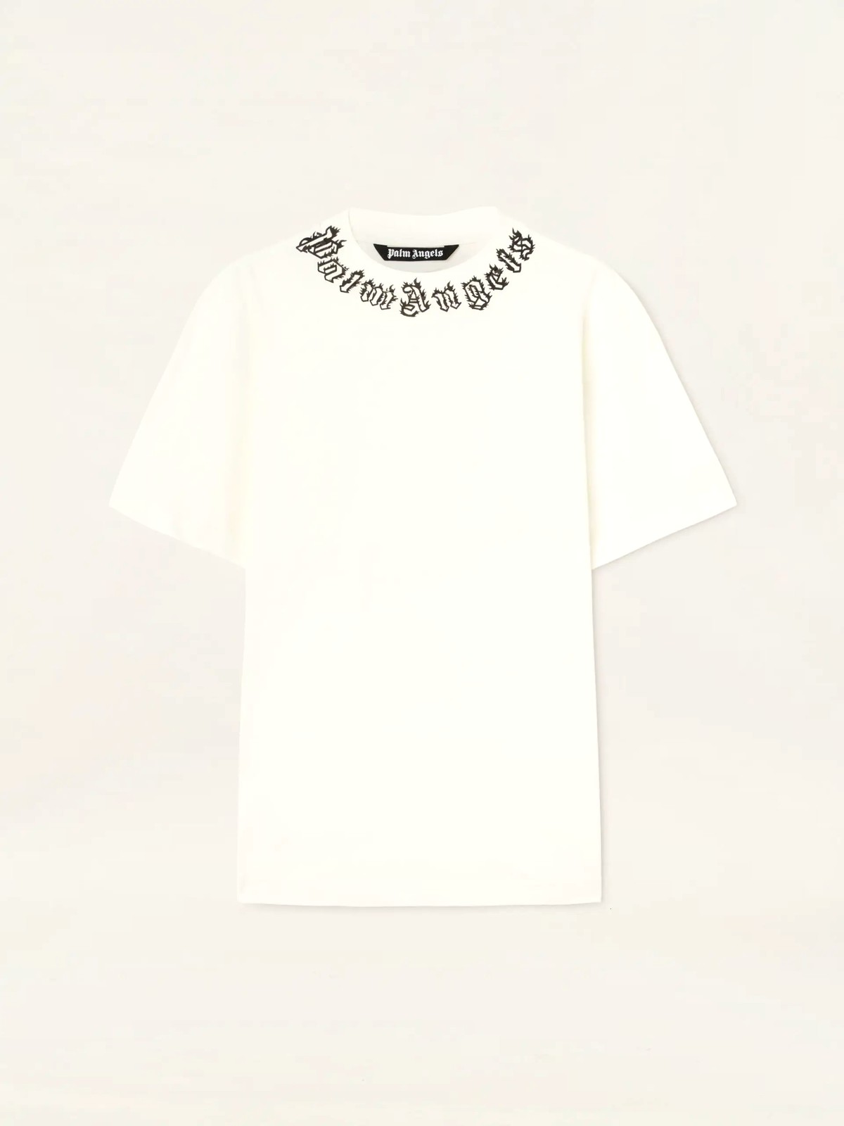 Palm Angels Flame logo T-shirt OFF WHITE – BLACK