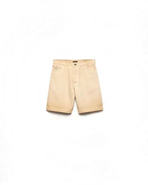 Prada Worn Bull-Denim Bermudas in Natural