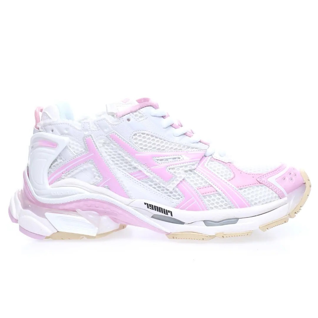 BALENCIAGA Runner Sneaker White Pink – Iconic 90s Retro Technical Mesh Luxury Runner