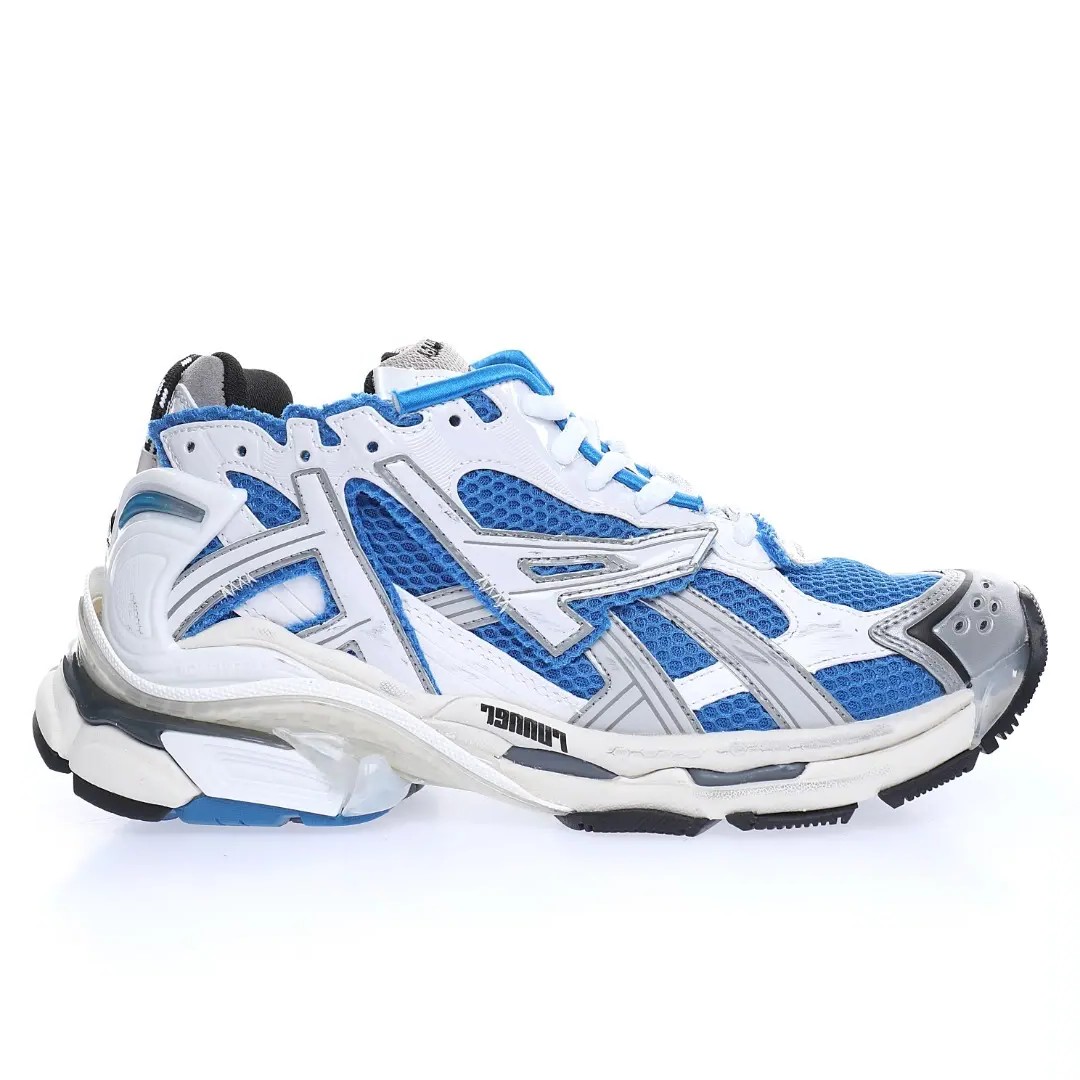 BALENCIAGA Runner Sneaker Blue and White – Iconic 90s Retro Technical Mesh Runner