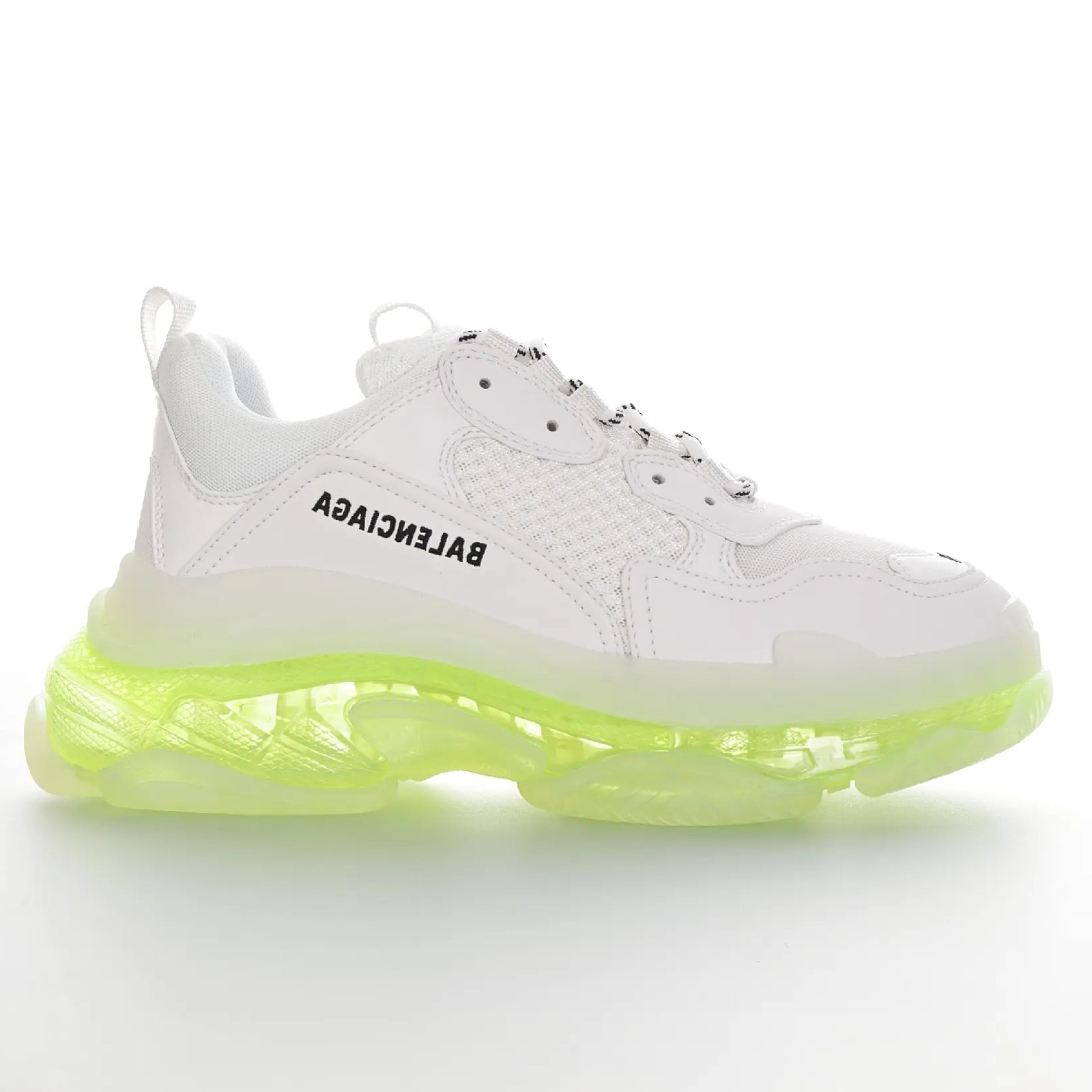 Balenciaga Triple S Transparent air cushion white black lemon green bottom